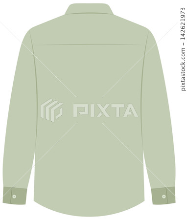Back View Vector Template of Men's Long Sleeve Sage Green Dress Shirt 142621973