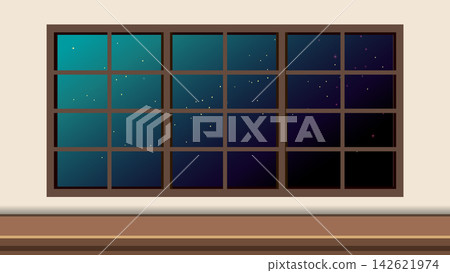 Vector Illustration of a Large Window Overlooking a Starry Night Sky Vector Illustration of a Large Window Overlooking a Starry Night Sky 142621974