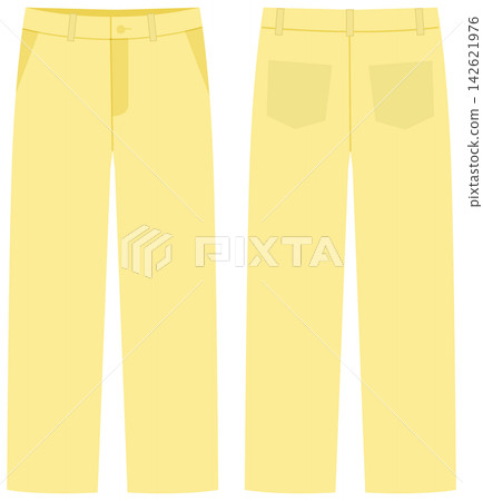 Flat Vector Illustration of Yellow Pastel Trousers Front and Back View Flat Vector Illustration of Yellow Pastel Trousers Front and Back View 142621976