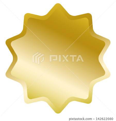 Gold rounded-corner jagged circular frame material, blank gold badge/sale sticker vector for adding text. 142622080