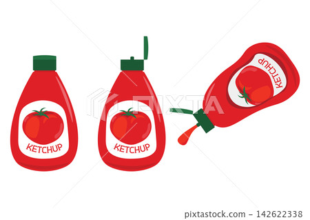 Tomato ketchup bottle illustration variation set Tomato ketchup bottle illustration variation set 142622338