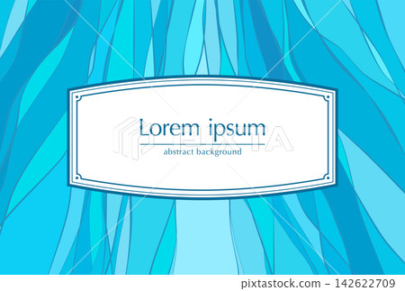 Postcard-sized blue line art frame background with a water curve and a modern, beautiful wave pattern. 142622709