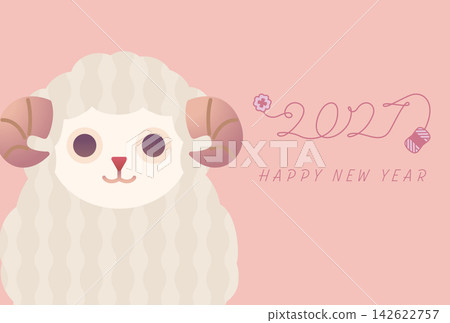 2027 Year of the Sheep New Year's Card - Sheep Illustration New Year's Postcard Material 142622757