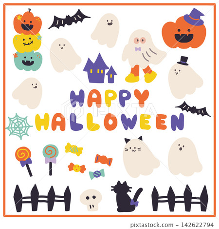 Halloween ghost-themed illustration set Halloween ghost-themed illustration set 142622794