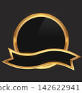 Golden luxury round badge ribbon 142622941