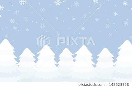 積雪覆蓋的冬季針葉林背景(橫幅) 積雪覆蓋的冬季針葉林背景(橫幅) 142623558