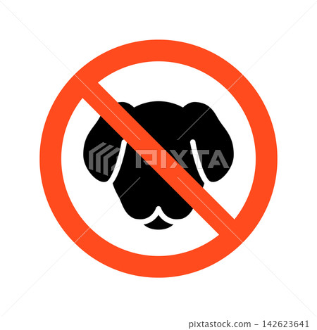 Dogs prohibited icon. Pets not allowed. NG. Dogs prohibited icon. Pets not allowed. NG. 142623641
