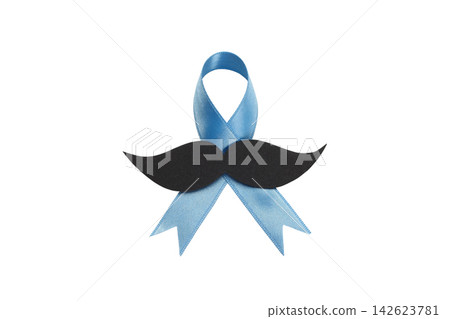 Blue ribbon mustache: prostate cancer support, isolated on white, PNG Blue ribbon mustache: prostate cancer support, isolated on white, PNG 142623781
