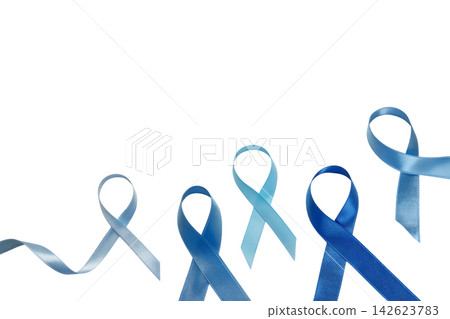 Blue ribbons for prostate cancer awareness, isolated on white, PNG Blue ribbons for prostate cancer awareness, isolated on white, PNG 142623783