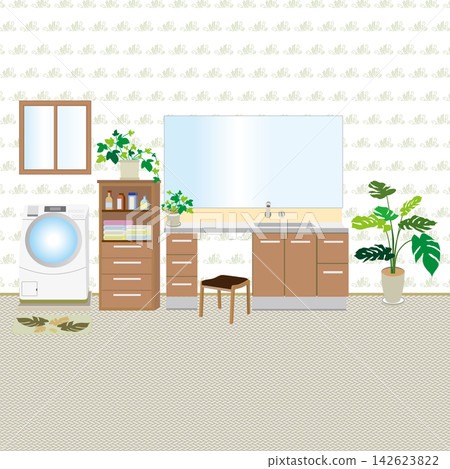 Clean and tidy bathroom and laundry room background illustration / Interior design, renovation, housing Clean and tidy bathroom and laundry room background illustration / Interior design, renovation, housing 142623822