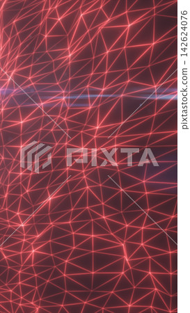 Abstract red polygonal wireframe mesh with glowing connected lines and nodes on a dark background. Abstract red polygonal wireframe mesh with glowing connected lines and nodes on a dark background. 142624076