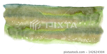 Watercolor abstract green meadow landscape band with soft blurred fields Watercolor abstract green meadow landscape band with soft blurred fields 142624304