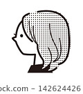 一位留著中長髮的女性側身像。 142624426