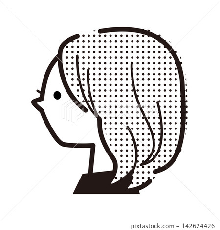 一位留著中長髮的女性側身像。 一位留著中長髮的女性側身像。 142624426