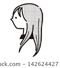 側臉長髮女子的插圖 142624427