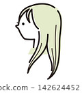側臉長髮女子的插圖 142624452
