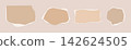 Beige craft paper scrapbook vector with torn edge and vintage notebook texture. 142624505