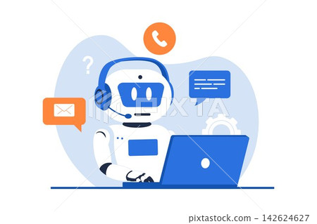 Illustration of  AI Customer Support Robot 142624627