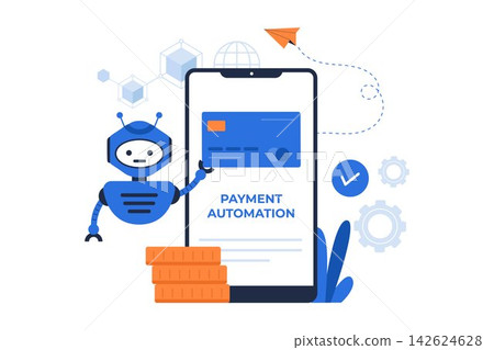 Illustration of AI Payment Automation Smartphone 142624628