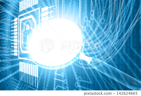 Internet data analysis. magnifying glass with binary stream Internet data analysis. magnifying glass with binary stream 142624665