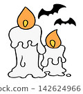 Illustration of Halloween candles and bats 142624966