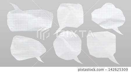 Torn paper speech balloons with crumpled texture Torn paper speech balloons with crumpled texture 142625309