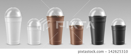Clear plastic cup mockup with dome lid, straw hole Clear plastic cup mockup with dome lid, straw hole 142625310
