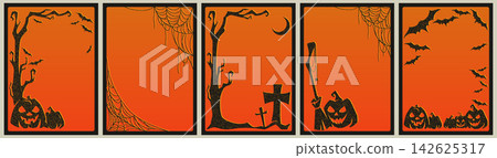 Halloween frames with spooky spider web borders Halloween frames with spooky spider web borders 142625317
