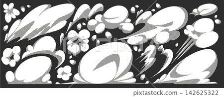 Cartoon white smoke or dust clouds for comic book Cartoon white smoke or dust clouds for comic book 142625322