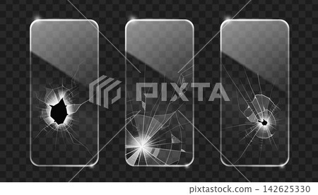 Broken glass with cracks, smashed phone screen Broken glass with cracks, smashed phone screen 142625330