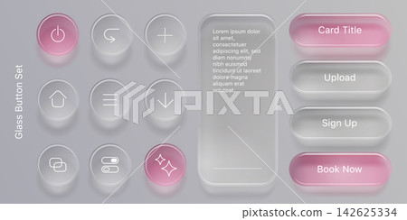 Transparent glass ui buttons, liquid frame design Transparent glass ui buttons, liquid frame design 142625334