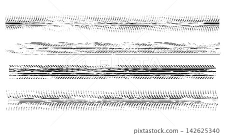 Black tire tracks isolated , realistic texture Black tire tracks isolated , realistic texture 142625340