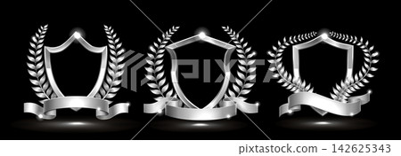 3d silver award shield with laurel wreath frame 3d silver award shield with laurel wreath frame 142625343