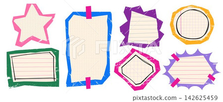 Color stickers with ripped notebook textures Color stickers with ripped notebook textures 142625459