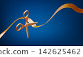 Grand opening banner with gold ribbon and scissors 142625462