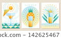 Geometric summer poster with tropical cocktail 142625467