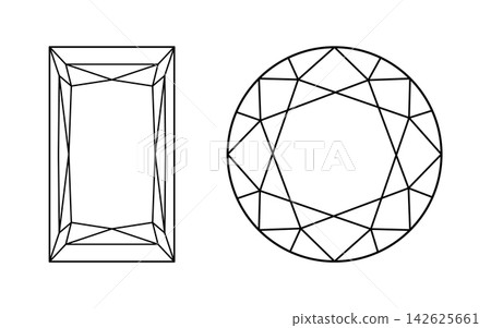 Set of Circle, Princess diamond cut shape flat icons. Precious gemstone outline patterns for jewellery design, branding, packaging, logo. Brilliant Round, Princess cuts. Rectangular, Rounded diamond. Set of Circle, Princess diamond cut shape flat icons. Precious gemstone outline patterns for jewellery design, branding, packaging, logo. Brilliant Round, Princess cuts. Rectangular, Rounded diamond. 142625661