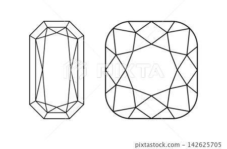 Radiant, Cushion angular diamond cut shapes. Set of Design simple diagrams. Brilliant angular Cushion, Radiant cut flat icons. Gemstone outline patterns for jewellery design, branding, logos. Radiant, Cushion angular diamond cut shapes. Set of Design simple diagrams. Brilliant angular Cushion, Radiant cut flat icons. Gemstone outline patterns for jewellery design, branding, logos. 142625705