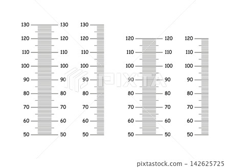 Height flat charts from 50 to 120, 130 centimeters layouts set. Wall growth simple stickers. Meter wall, growth ruler black templates. Height flat charts from 50 to 120, 130 centimeters layouts set. Wall growth simple stickers. Meter wall, growth ruler black templates. 142625725
