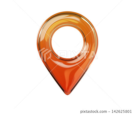 Glossy orange 3D map location pin icon. Transparent glass navigation markers isolated on background for map, GPS, geotagging, travel. 3d render. Glossy orange 3D map location pin icon. Transparent glass navigation markers isolated on background for map, GPS, geotagging, travel. 3d render. 142625801