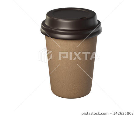 3D Coffee takeaway with Brown Lid Isolated. Perfect for cafe dessert, pastry and party. 3d render 3D Coffee takeaway with Brown Lid Isolated. Perfect for cafe dessert, pastry and party. 3d render 142625802