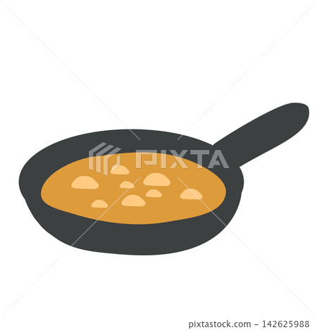 Frying Pan With Food Flat Vector Illustration Frying Pan With Food Flat Vector Illustration 142625988