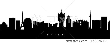 Vector silhouette illustration of Macau urban skyline.  142626083