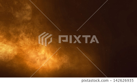 Dramatic background featuring golden smoke, glowing fire particles, and a textured dark ground under a dusty atmosphere. Smoke background Dramatic background featuring golden smoke, glowing fire particles, and a textured dark ground under a dusty atmosphere. Smoke background 142626935