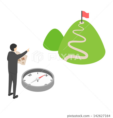 A male office worker pursuing his goals - isometric A male office worker pursuing his goals - isometric 142627164