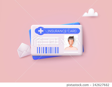 Medical insurance card icon. 3D Web Vector Illustrations. Medical insurance card icon. 3D Web Vector Illustrations. 142627682