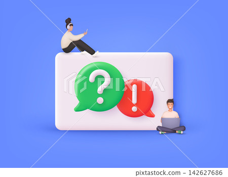 Exclamations and Question Marks. FAQ concept. Ask Questions and receive Answers. Online Support center. 3D Web Vector Illustrations. Exclamations and Question Marks. FAQ concept. Ask Questions and receive Answers. Online Support center. 3D Web Vector Illustrations. 142627686