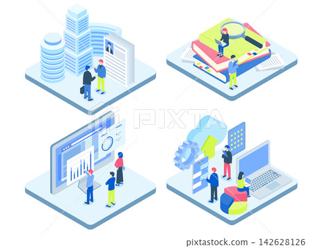 Isometric business scene illustration set Isometric business scene illustration set 142628126