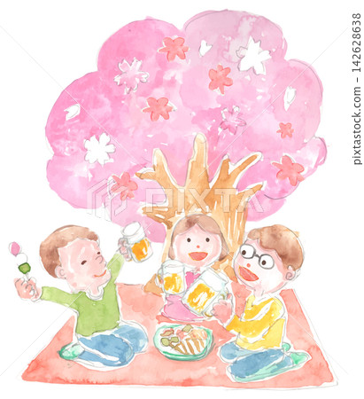 一幅水彩插畫,描繪了一對男女在櫻花樹下欣賞櫻花的情景。 一幅水彩插畫,描繪了一對男女在櫻花樹下欣賞櫻花的情景。 142628638