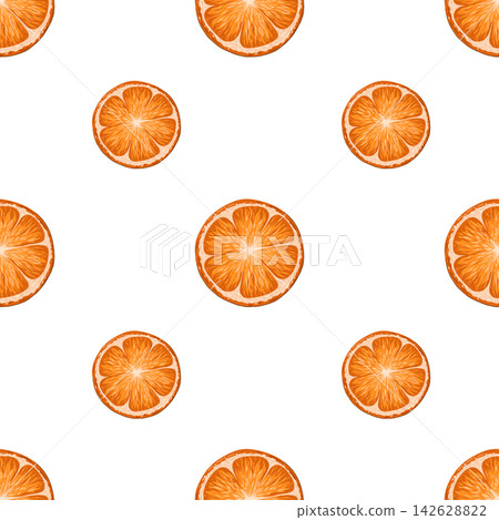 Oranges vector pattern. Seamless pattern of orange slices. Fruit pattern. Orange background print design. Healthy fruits theme wallpaper. Hand drawn cartoon illustration. White background. Oranges vector pattern. Seamless pattern of orange slices. Fruit pattern. Orange background print design. Healthy fruits theme wallpaper. Hand drawn cartoon illustration. White background. 142628822